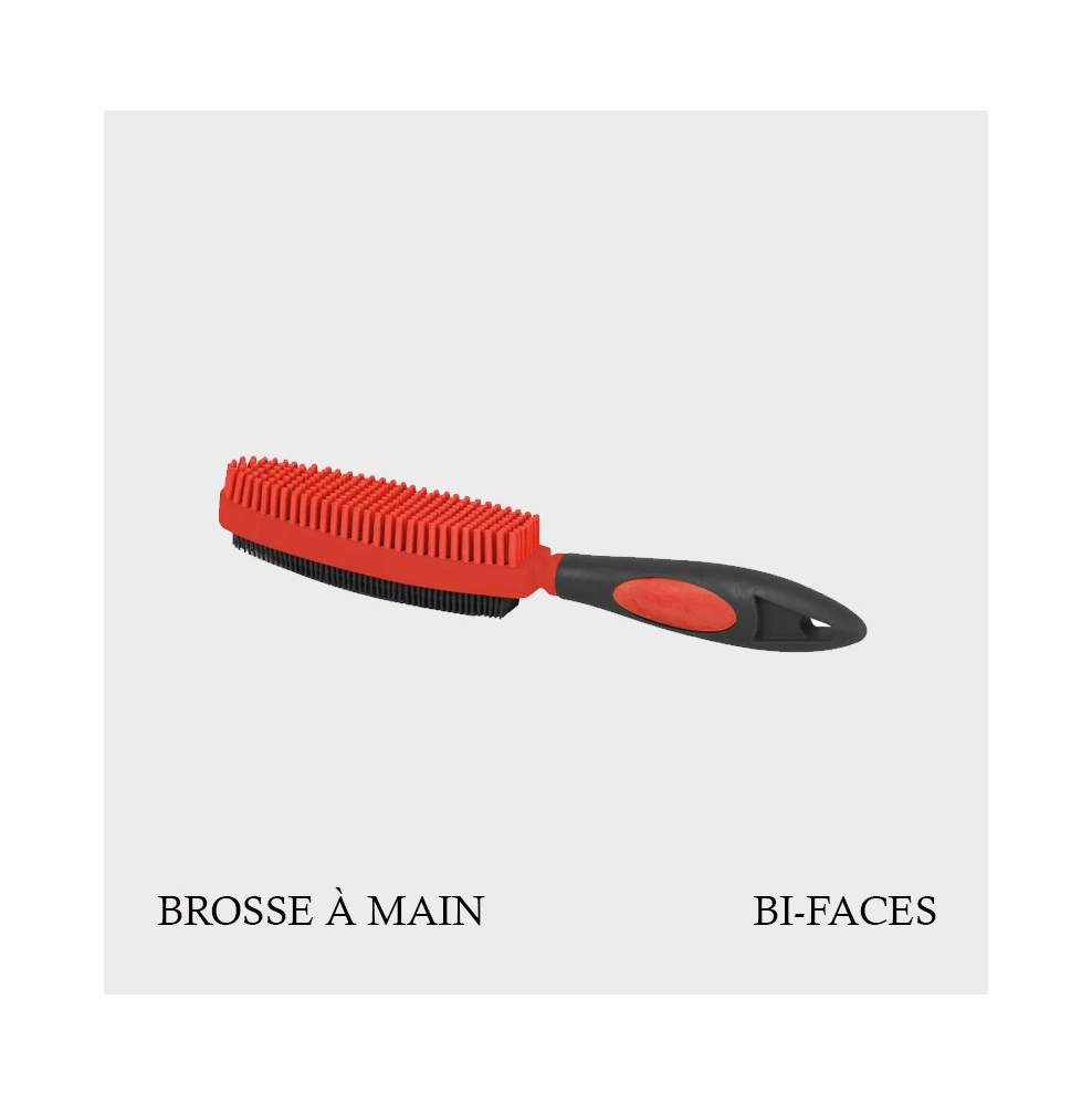 Brosse à main bi-faces en caoutchouc