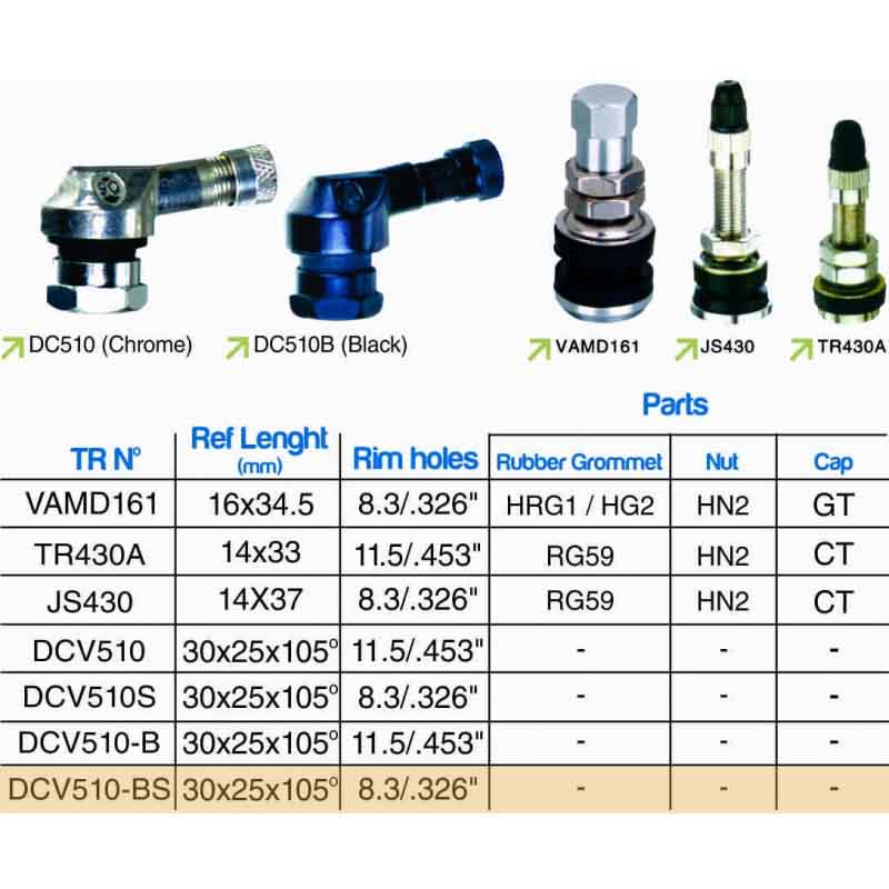 Paire de valves coudées alu 8.3 mm BRIDGEPORT pour jante tubeless